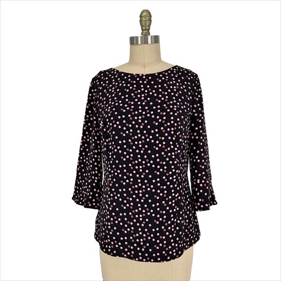Boden Delia Top size US 6 UK 10 Black Pink Polka Dots Stretch Knit - Picture 7 of 14